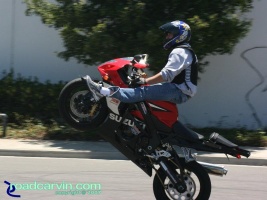 GSXR-1000 - Highchair V: Suzuki GSXR-1000 rider displaying a highchair wheelie.